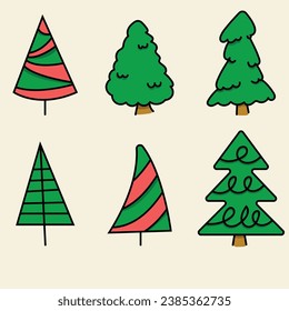 vector set of pine tree for xmass