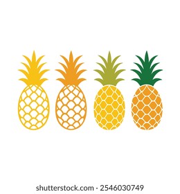 A vector set of pineapple silhouettes, featuring variations of the tropical fruit with spiky crowns and textured bodies. Perfect for branding, tropical themes, or minimalistic art