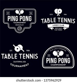 vector set of ping pong logos, emblems and design elements. table tennis logotype templates and badges. Vintage vector illustration.