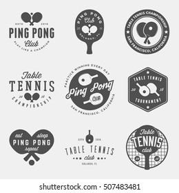 vector set of ping pong logos, emblems and design elements. table tennis logotype templates and badges