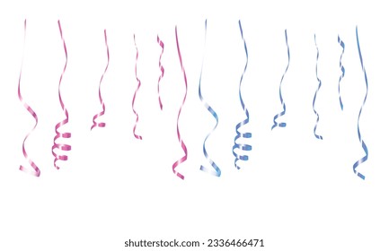 Conjunto de vectores de cintas rosas y azules sobre fondo blanco