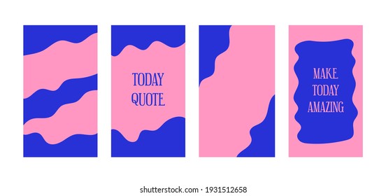Conjunto de vectores de plantillas rosas y azules para medios sociales, afiches, historias. Fondo con formas abstractas
