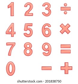 Vector Set of Pink Cartoon Figures.