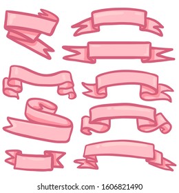 Vector Set of Pink Cartoon Ribbons for Your Text