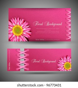 vector set of pink with flowers (template design element)