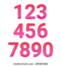 Vector set of pink isolated numbers on white background. Isolated tag. Price Discount Sticker. Sale Illustration. Discount Offer. Price Label.