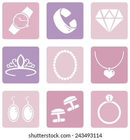 Vector Set of Pink Jewellery Icons