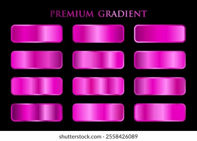 Vector set of pink metallic gradients. Swatches collection