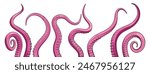 A vector set of pink octopus tentacles. Underwater monster graphic