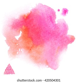 Vector. Set of pink and orange watercolor blots isolated on white background. Watercolor blot for your design, logo, emblem, banner. Gentle vector blot isolated on white background.