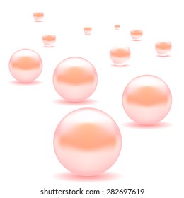 Vector Set of Pink Pearls Isolated on White Background