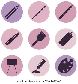 Vector Set of Pink and Purple  Art Icons