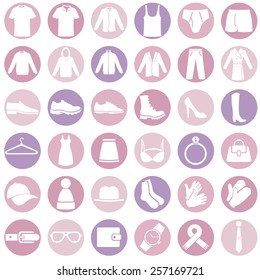 Vector Set of Pink and Purple Clothes  Icons