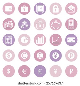 Vector Set of Pink and Purple Finanse Icons