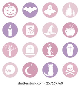 Vector Set of Pink and Purple Halloween Icons