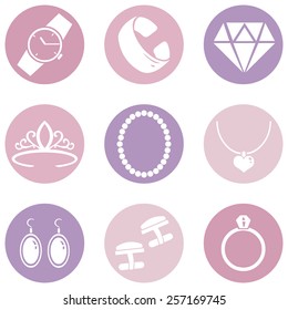 Vector Set of Pink and Purple Jewellery Icons