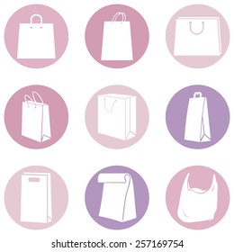 Vector Set of Pink and Purple Shopping Bags Icons