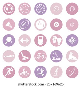 Vector Set of Pink and Purple Sport Icons