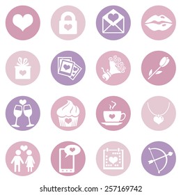 Vector Set of Pink and Purple Valentines  Icons