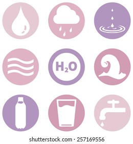 Vector Set of Pink and Purple Water Icons