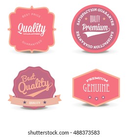 Vector set pink quality label offer. Circle retro premium sticker graphic design vintage. 