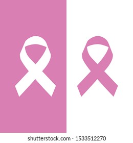 Vector set of pink ribbons symbols for breast cancer awareness