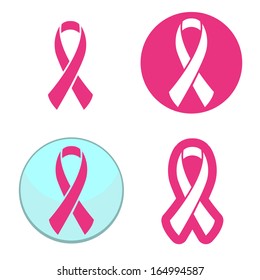 Vector set of pink ribbons symbols for breast cancer awareness