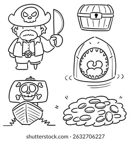 vector set of pirate cartoon