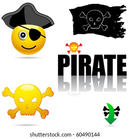 Vector set of pirate symbols