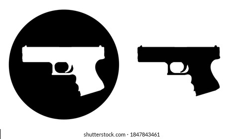 Juego de vectores de pistolas en blanco y negro. Arma, arma