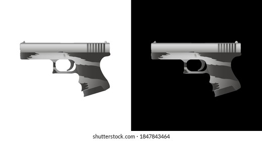 Juego de vectores de pistolas en blanco y negro. Arma, arma