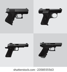 Juego de vectores de pistolas de armas de fuego Pistolas Ilustración