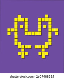 Vector set of pixel art music icons with notes, instruments and audio symbols. 8-bit retro pixel vector art