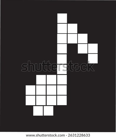 Vector set of pixel art music icons with notes, instruments and audio symbols. 8-bit retro pixel vector art	