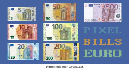 Vetor de Vector fictional gaming banknote of 2 euro. Obverse and