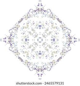 Vector set of pixel oriental patterns made of small squares on a white background. Mosaic, background, embroidery, wallpaper, kaleidoscope, mandala.