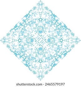 Vector set of pixel oriental patterns made of small squares on a white background. Mosaic, background, embroidery, wallpaper, kaleidoscope, mandala.