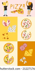 Vector set of pizza ingredients