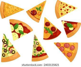 Vector set with pizza slices