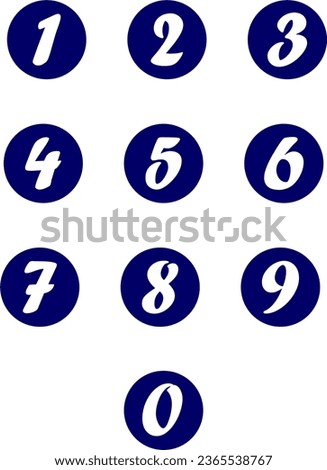 Vector Set of Plain design Number Icons with Rounds 1-9 for Education and UI or UX Design