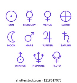 Vector Set Planet Symbols. Astrology 