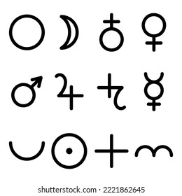 Vector Set of Planet Symbols for Space and Astronomy Design