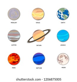 Vector Set of Planets, Solar System Illustration, Cut Paper Decorative Elements.