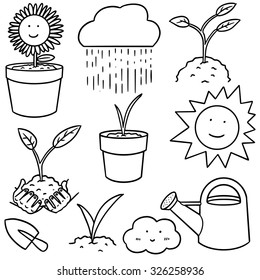 vector set of planting tree 