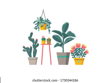 Vector set of plants. Flat design. Great for postcards, prints, posters, stickers, etc.