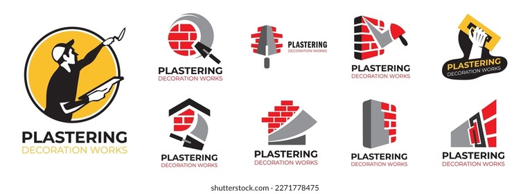Vector set of plastering finishing company logos