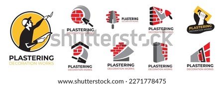 Vector set of plastering finishing company logos Stock foto © 