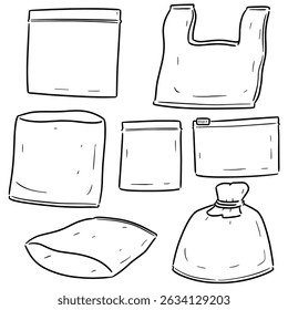vector set of plastic bag