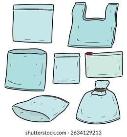 vector set of plastic bag