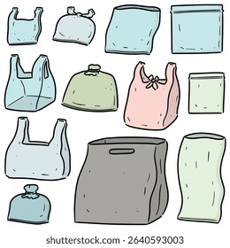 vector set of plastic bag